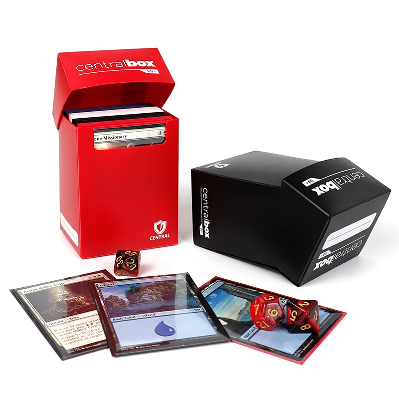 CUSTOM BLUE RED BLACK GREEN  MTG PP Plastic Game 80 card deck box