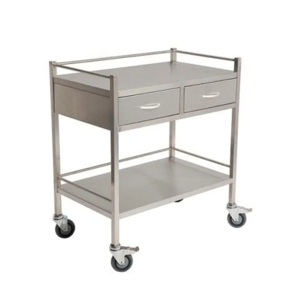 
Stainless Steel Hospital Trolley for Nurse Trolley SS304 Medicine Trolley with Drawer and Undershelf 