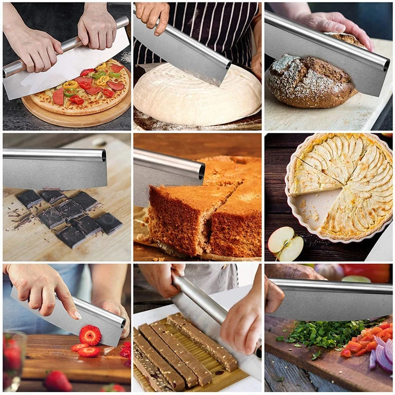 Stainless Steel Pizza Cutter Family Baking Cutting Tools Kitchen Dough Knife Steel Pizza Cutter with Protective Cover