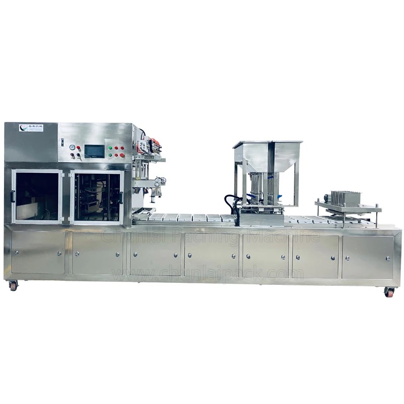 Fully Automatic Tofu Duck Blood Box Fast Food Plastic Tray Filling And Sealing Machine Heat Packing Equipment
