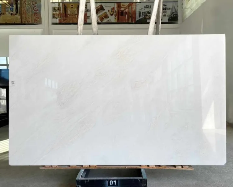 High Quality Customized Natural Royal White Onyx Marble Slab for Indoor Staircases Kitchen Bathroom and Hotel Decor
