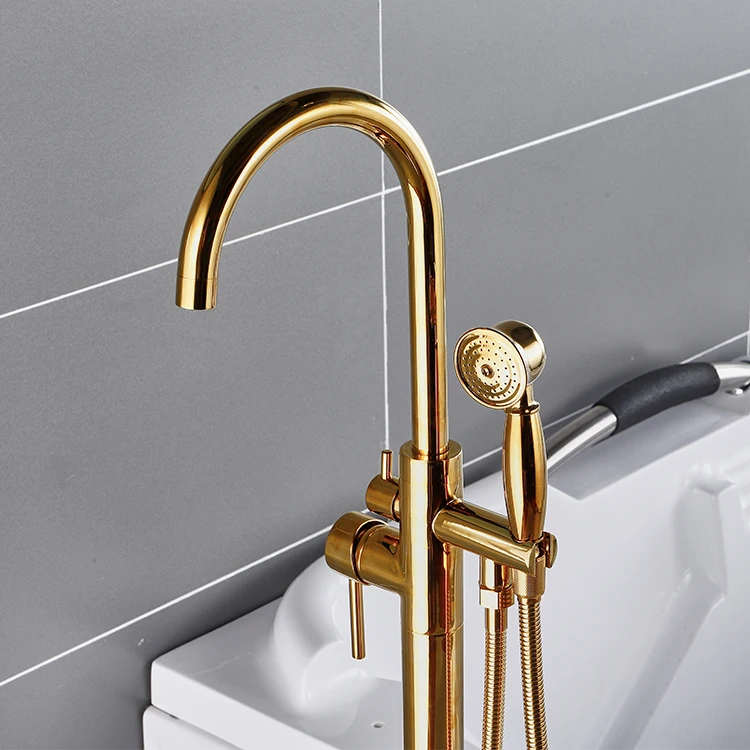 YUNDOOM New Arrivals Stainless Steel Bathroom Shower Freestanding Bathtub Faucet Telephone Shower