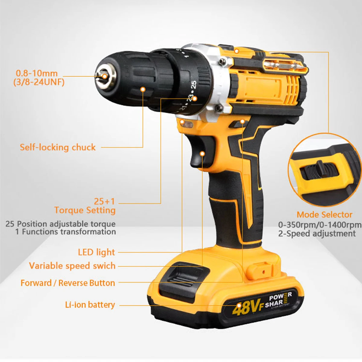 Portable 20V Wireless Electric Power Drill Combo Hand Gun with Rechargeable Battery for Wood Drilling and Screw Driving