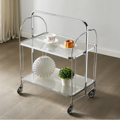 K&B classic glass folding 2 tier rolling bar service drinks trolleys save space hotel carts trolley