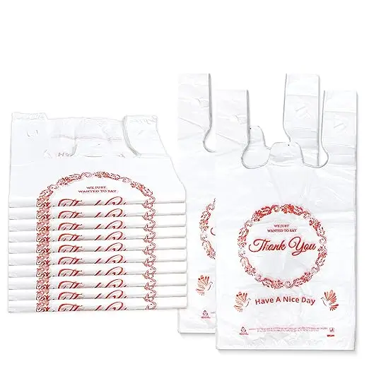 Customized Supermarket Grocery Reusable Shopping Tote Bags T-shirt Plastic Corn Starch Shopping Bag Grocery Vest Take-out Bags