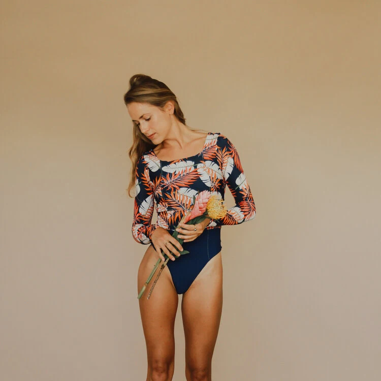 Best Selling High Cut Tropical Long Sleeve Swimsuit Bikini Sexy Custom Swimsuits Women Bulk Swimwear