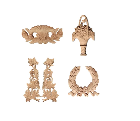 Maderotherapy Wood Carving Square Flower Pieces Decal Roman Column Toe Door Table Decoration Wood Solid Carving Ornamental Onlay