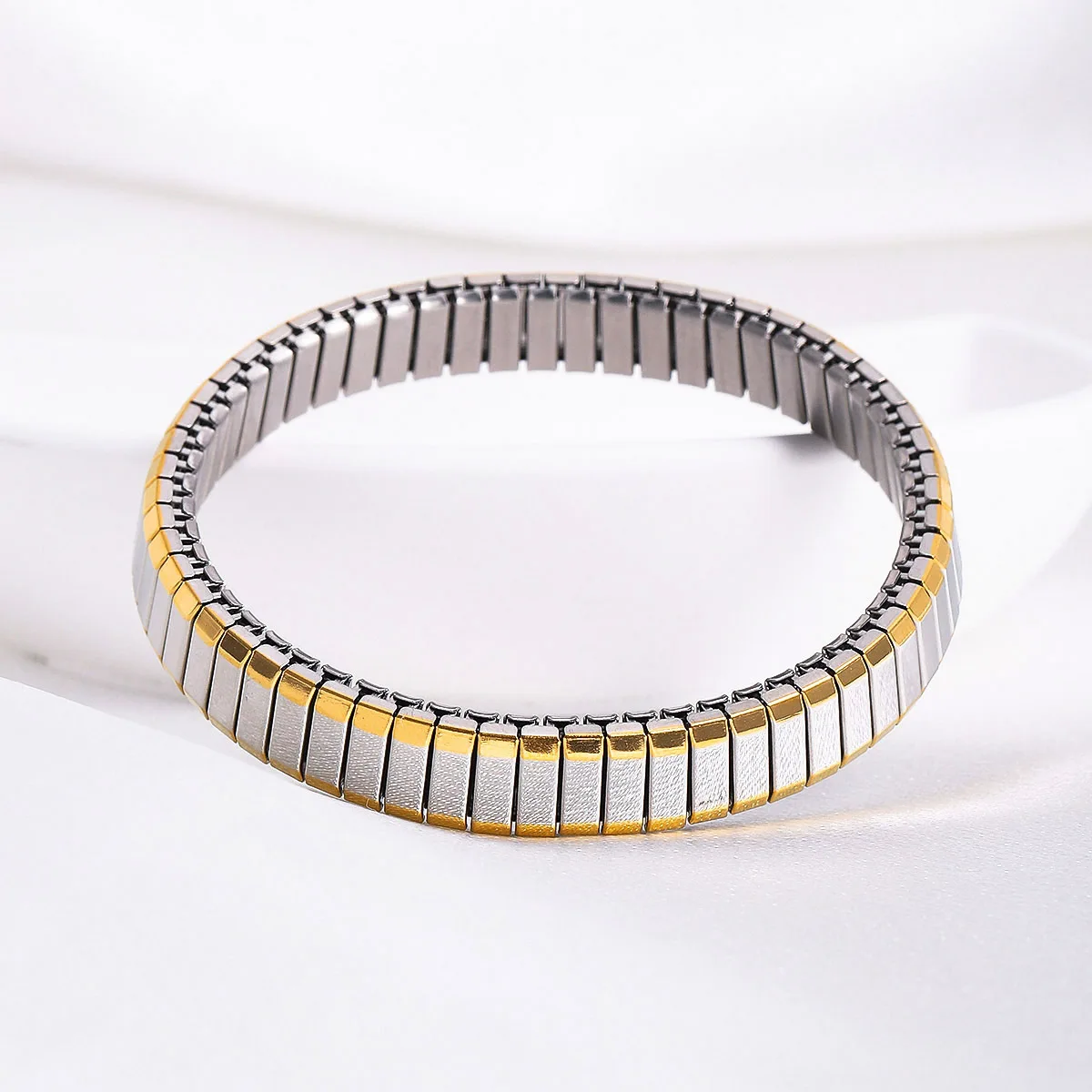2024 Fashion Jewelry Stainless Steel Elastic Bracelet Flexible Wide Stretch Wristband Bangle Bracelets
