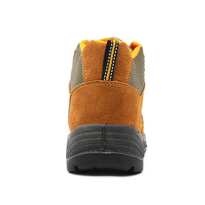 Brown suede leather oil acid resistant anti slip pu outsole steel toe mid plate cheap sport style safety shoes for workers