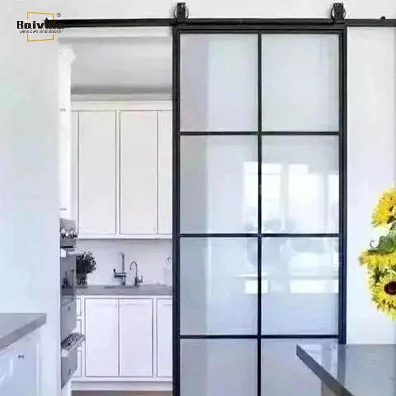Interior House Aluminium Sliding Door Glass Sliding Barn Door