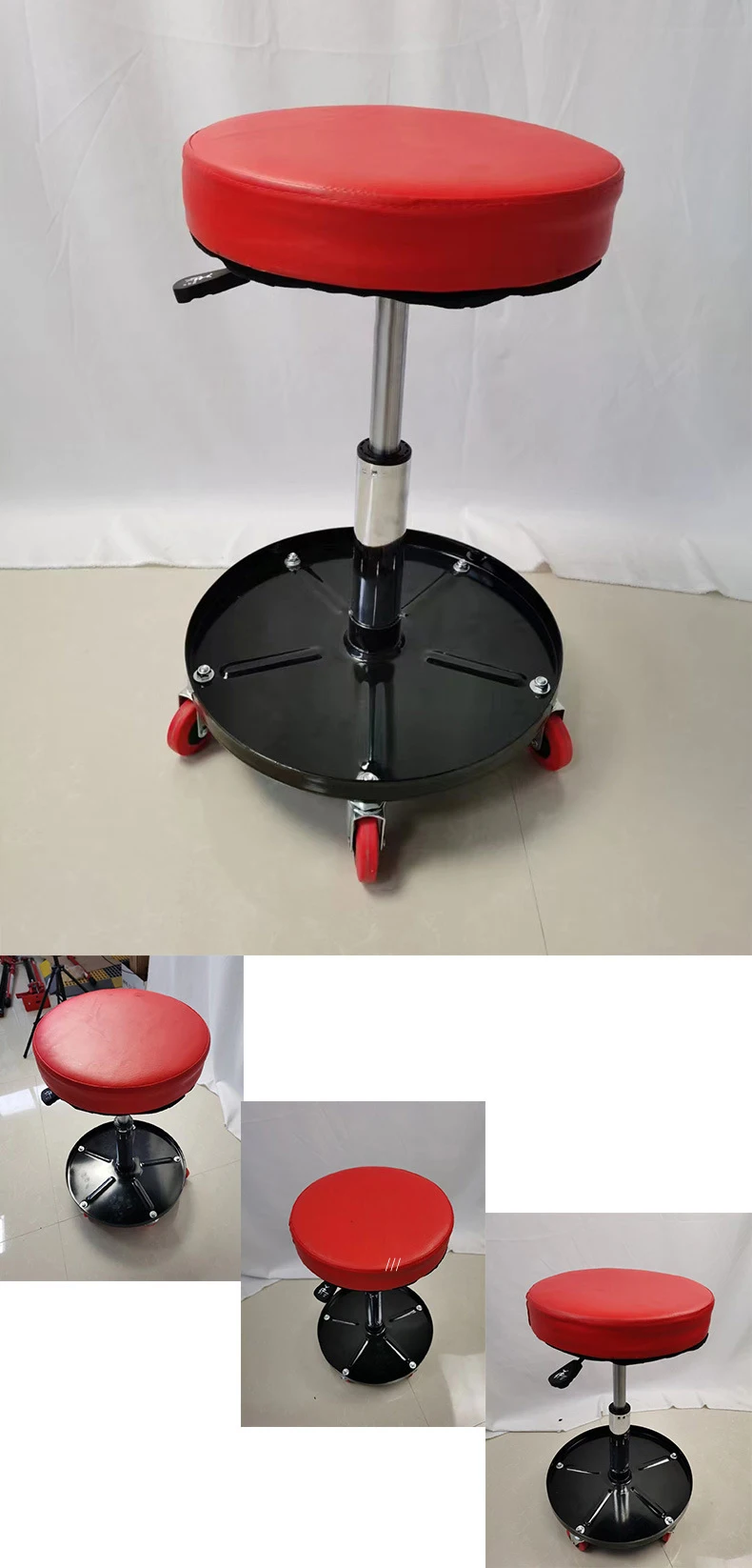 Car Repair Adjustable creeper Seat Workshop Round Creeper Stool with Additional Tool Tray