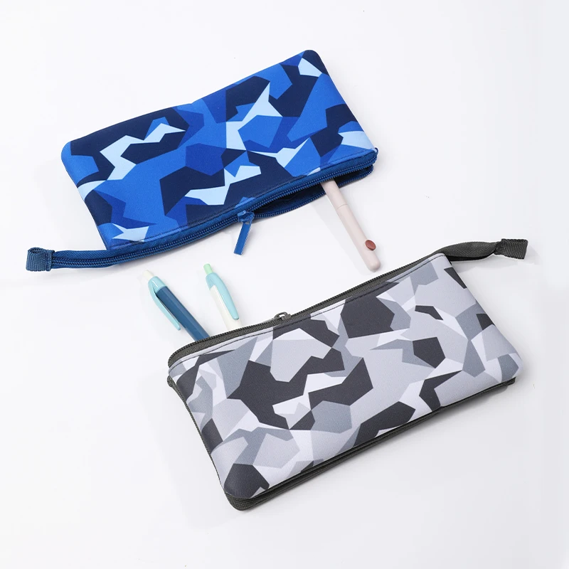 Wholesales Custom School Kids Neoprene With Camouflage Design Pencil Cases for Students Usage