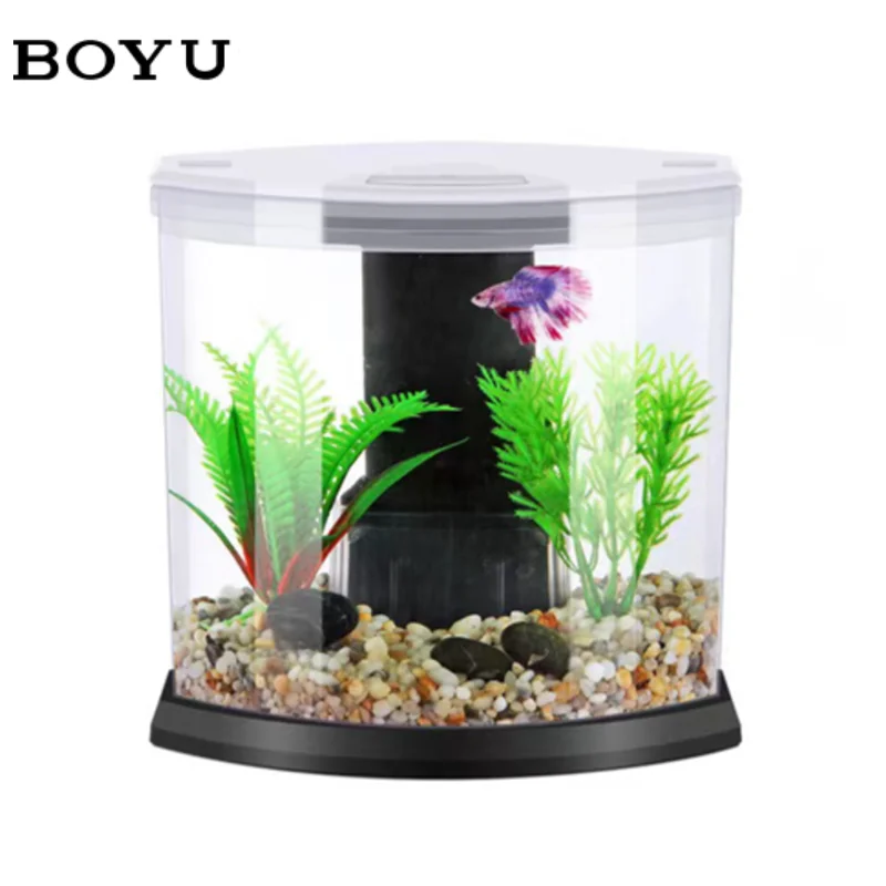 Мини-аквариум BOYU Betta аквариум с питанием от USB маленькая акриловая круглая миска для рыб фильтром система циркуляции серия DY