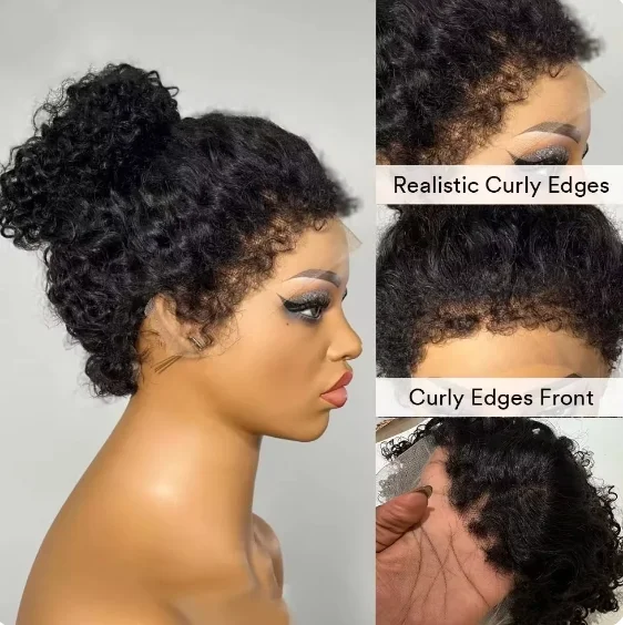 New Curly Natural Human Hair Lace Front Wig Glueless 13*4 Brazilian Raw Short Hair Pre Pluck Hd Lace Frontal Wig For Black Women