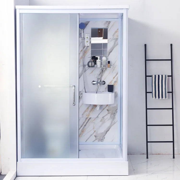Tempered glass shower room simple shower bathroom cabin with toilet wash basin