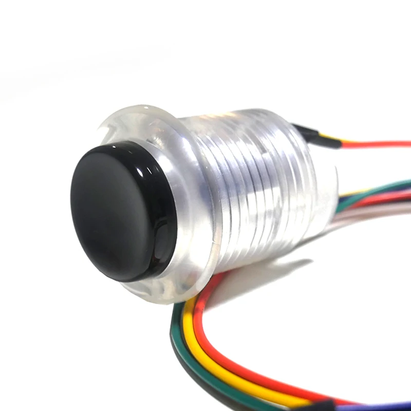 28 мм Аркады цветная (RGB) светодиодная подсветка кнопки 5V черный вогнутый Топ сусальное золото начать переключатель для аркадной игры консоль части шкафа комплект