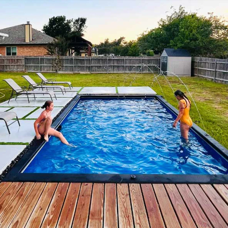 garden modern new design long swim pool spa family water play fiberglass large rectangular inground swimming pool