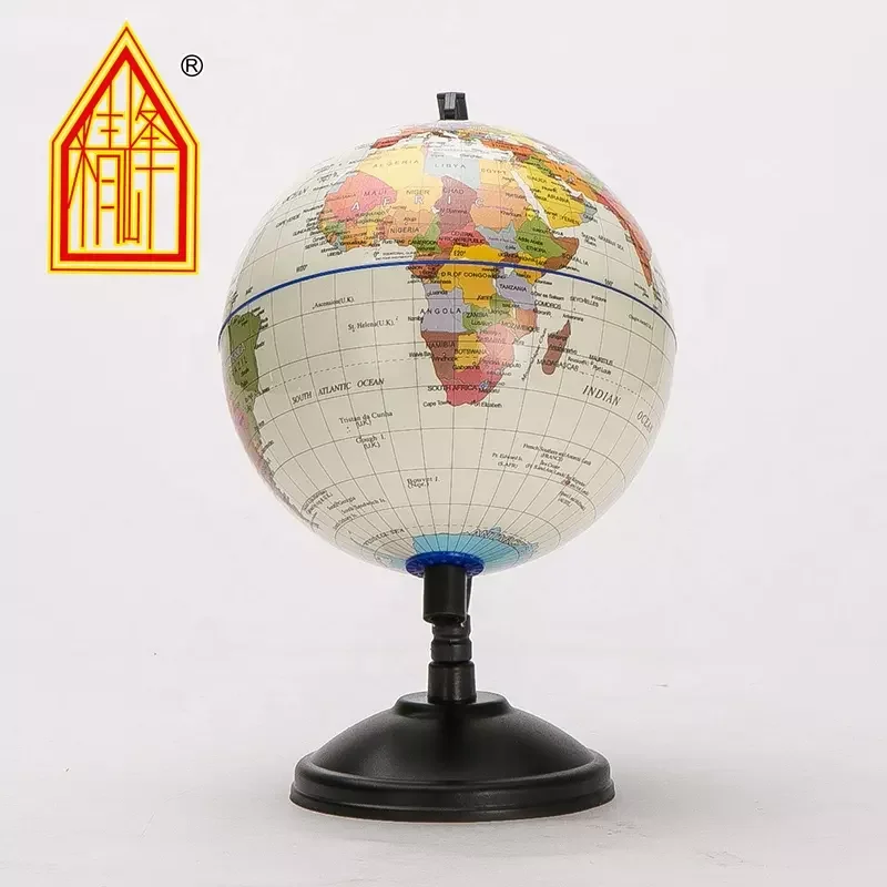 Low MOQ custom white geography globe toy with black metal stand