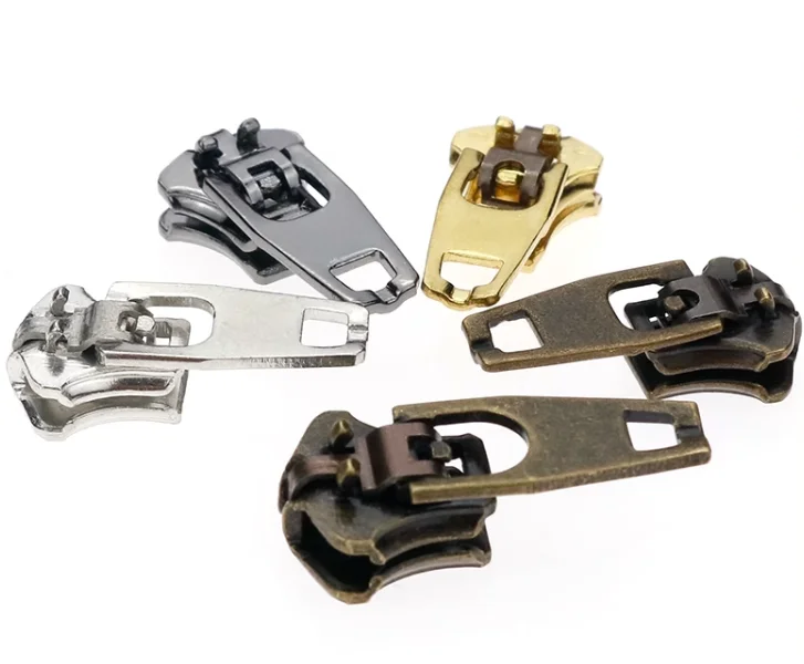 Spring lock sliders for Jeans 4YG 5YG 4.5 zinc alloy stainless steel magnetic metal brass golden anti bronze zipper puller heads