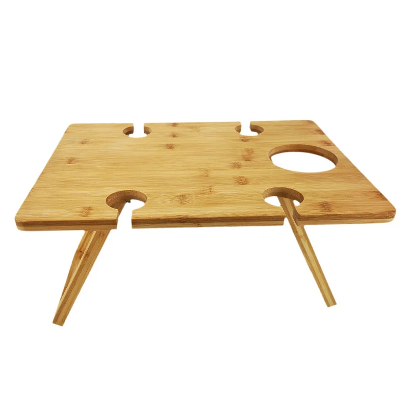 New Outdoor Large Folding Bamboo Snack Cheese Tray Portable Wine Picnic Table