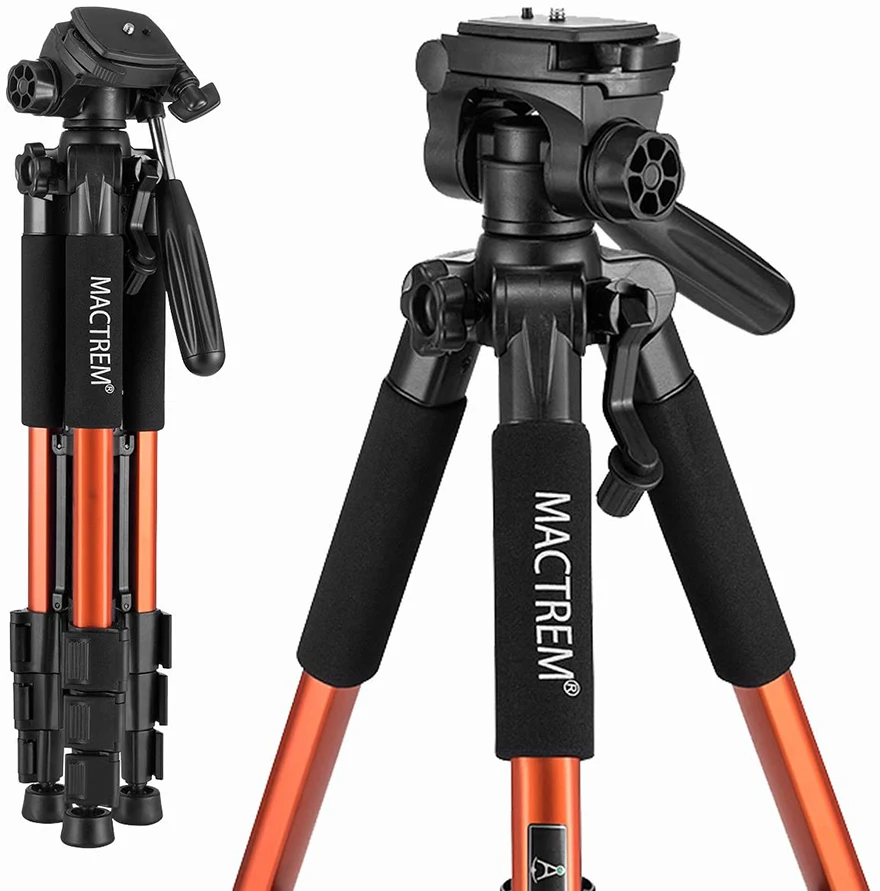 
Super Lightweight and Reliable Stability Ball Head Tripod Detachable Monopod with Carry Bag (Orange) 62