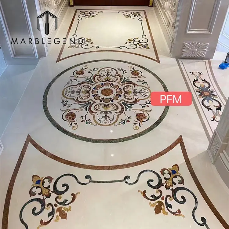 Custom Luxury Residential floor marble medallion tile lowes