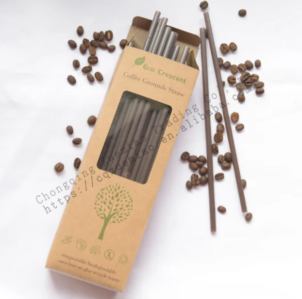 Eco Crescent sustainable compostable friendly biodegradable NO PLA coffee ground drinking straw