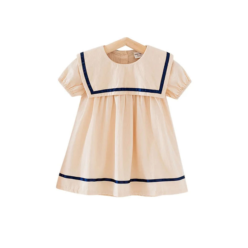 Summer Latest Simple Sailor Design Kids Clothes Cotton Baby Girl Dresses School Girls Dresses for 2 to 8 Years  Children Girls
