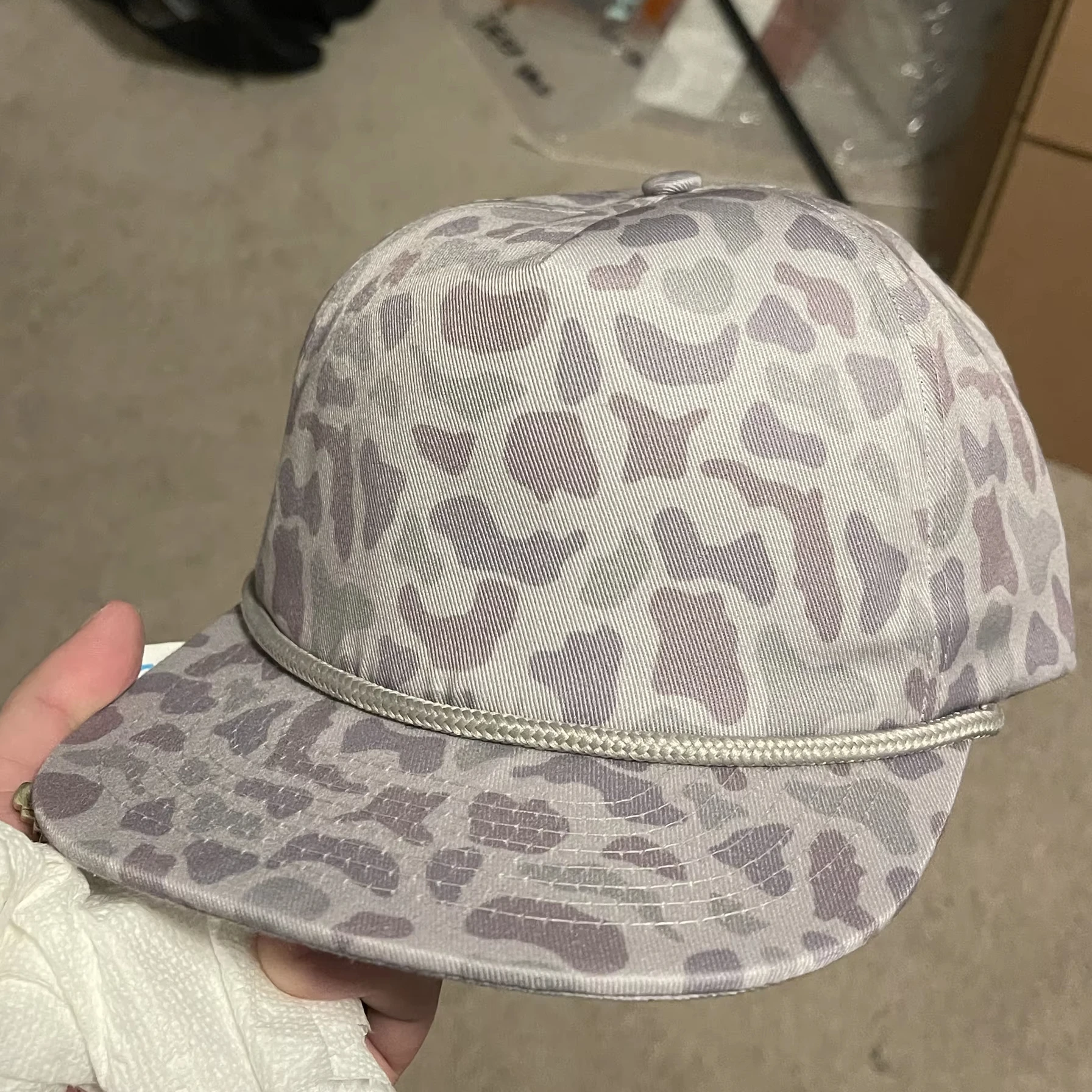 OEM Custom Nylon High Quality 5 Panel Camo Hat With Rope Flat Brim Unstructured Custom Gorras Camouflage Featherlight Hat