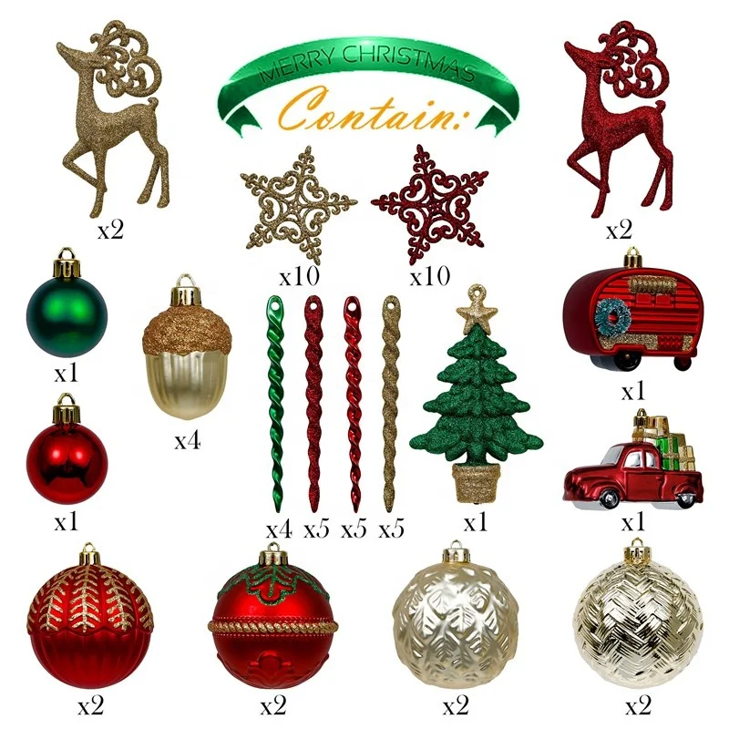  Eaglegifts 60ct Красный Зеленый Золотой дерево украшение висит на Новый год и Рождество шар для украшения Сделано в