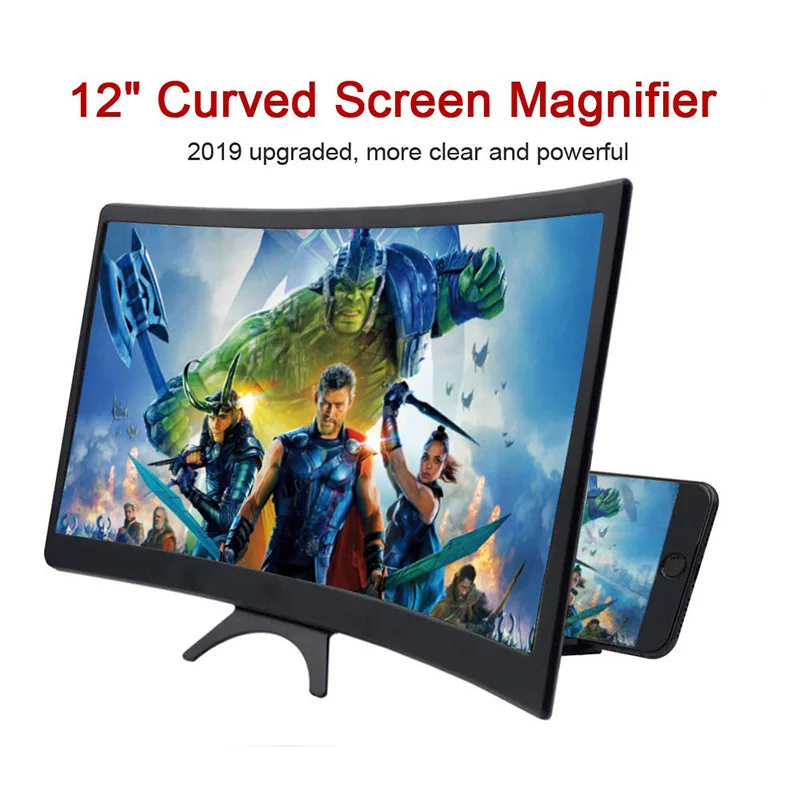 New 12 inch Desktop foldable screen amplifier , HD Video Holder Stand 3D Enlarged Curved Mobile Phone Screen Magnifier Amplifier