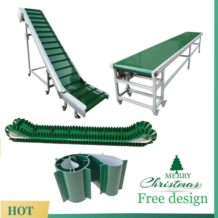 Factory production of food industry adjustable height inclined belt conveyor/horizontal belt conveyor