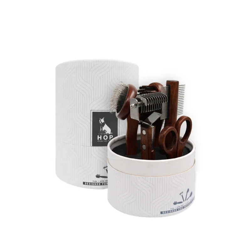 
Factory Wholesale LOW MOQ Multipurpose 5 In 1 Beech Wooden Pet Grooming Set Pet Dog Grooming Kit 