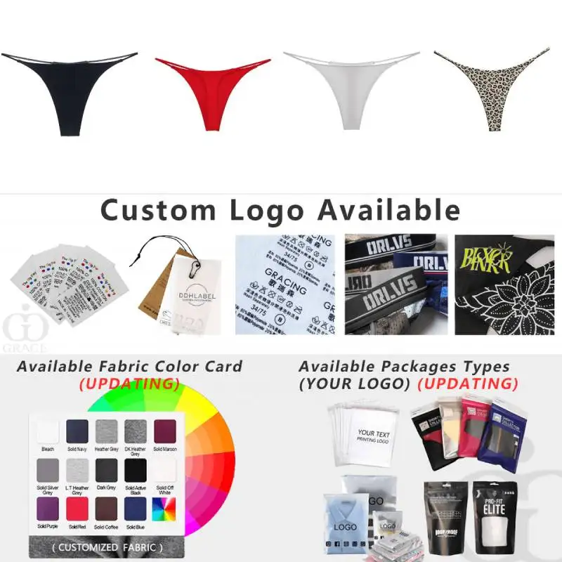 S-3xl Custom Logo Letter Print Cotton G String Thong Bikini Big Plus Size Womens Underwear Panties Private Label Thong G String