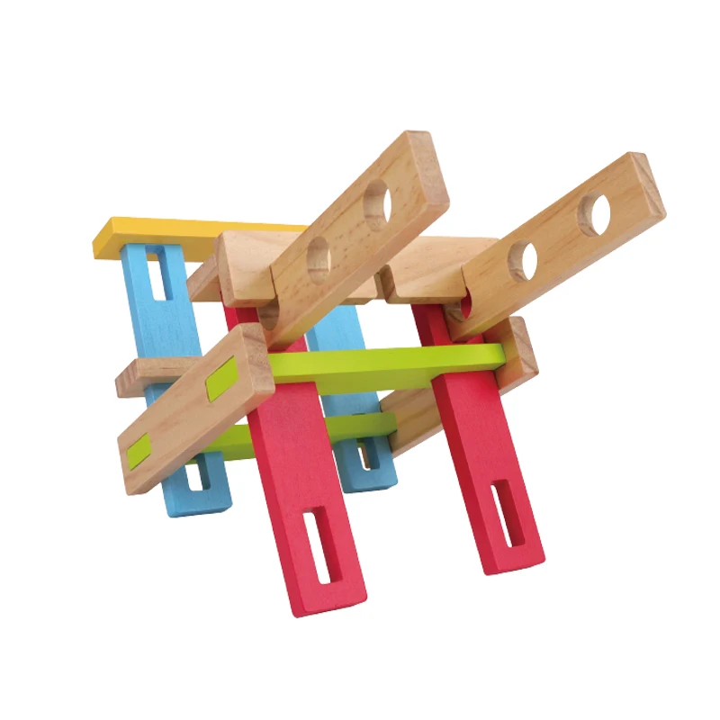 2024 Factory New Colorful Archimedes puzzle 100ps Wooden Blocks Educational Assemble Toys Wooden Bricks for Kids