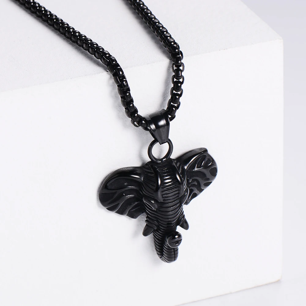 18K gold elephant pendant necklace Hiphop mens necklace stainless steel animal jewelry