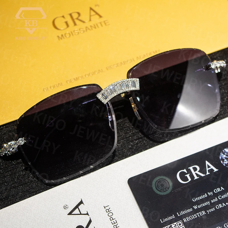 Hot sale Iced Out Men Glasses shinning Moissanite Diamond Sunglasses Box Mirror Hip Hop Branded Jewelry Rapper Luxury Sunglass