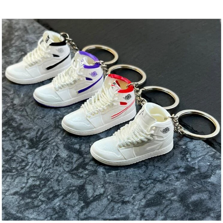 143 Styles Wholesale PVC Basketball AJ Key Ring Set Mini Sneaker 3d J 0rdan Shoe Keychains With Box