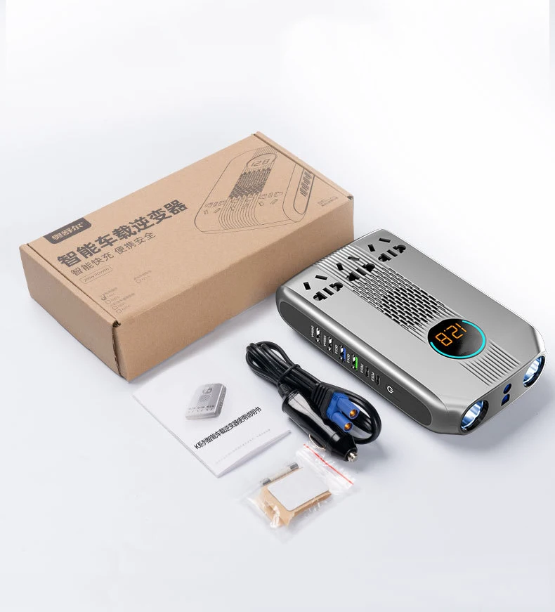 Power Modified Sine Wave Inverter USB Extended Fast Charging Voltage Display  Car Inverter 12v/24v To 220V Converter 200W