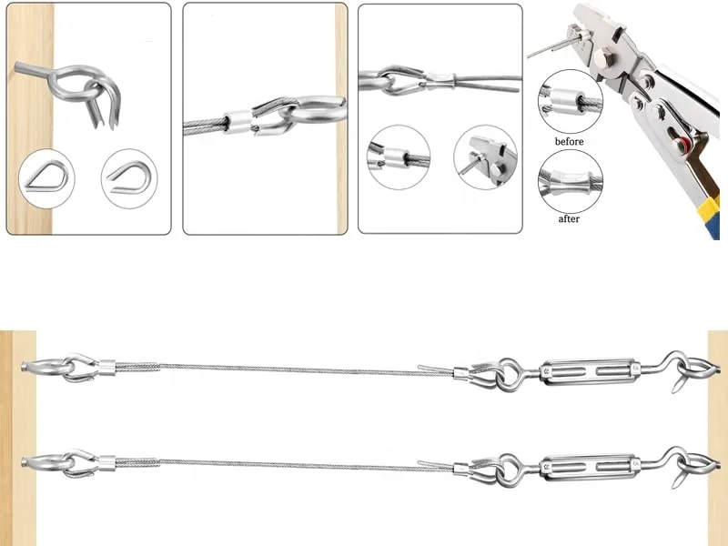 Turnbuckle Tensioner 1/16 Wire Rope Kit 200ft Stainless Steel Coated Cable M5 Turnbuckles Cable Railing Accessories Kit