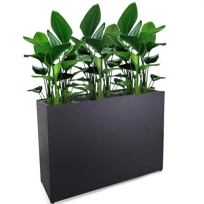 Hot Selling Aluminum Rectangular Metal Planter Flower Pots For Public Area Outside Street Flower Pots Garden Supplies Planter