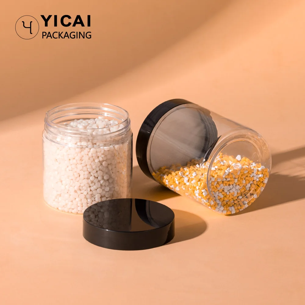 Food packaging usage 120ml / 4oz plastic transparent clear round container jar with black cap lid, empty 120g PET container