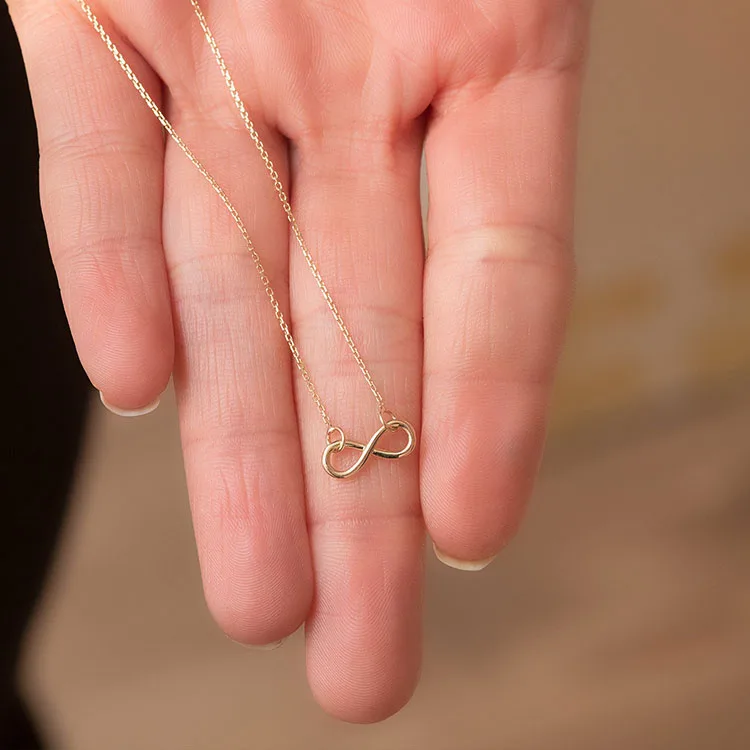 Infinity Sign Pendant Necklace Jewelry 14K 18K Pure Gold Solid Gold Necklace