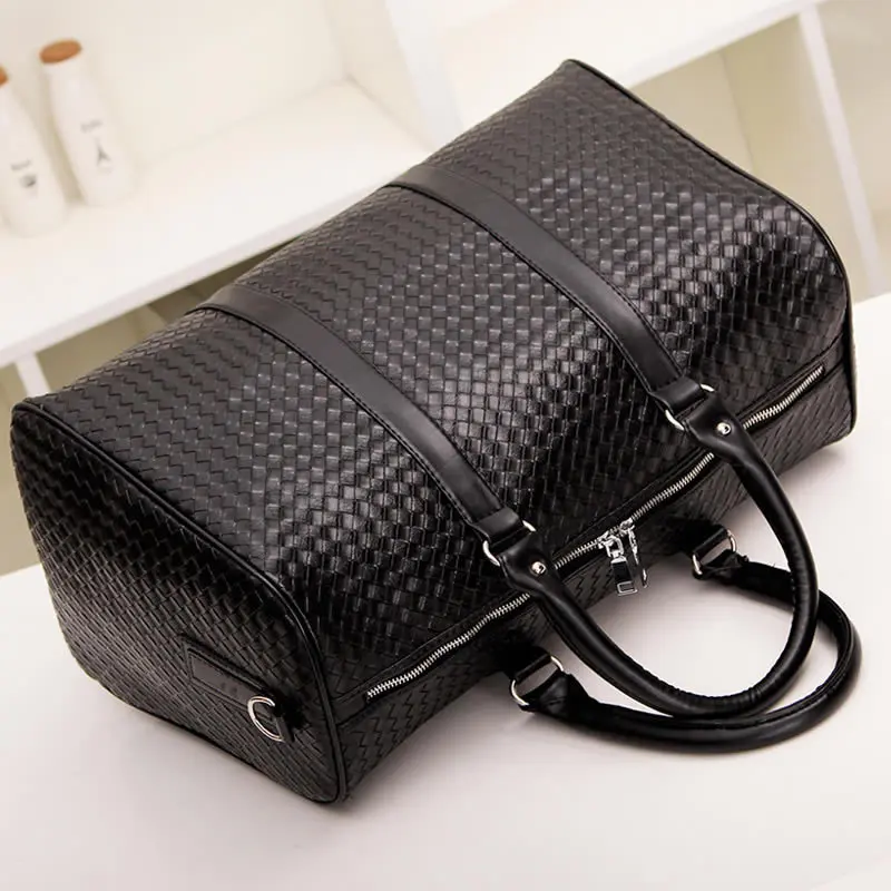 New Style knit PU leather duffel bag travel hold all sport gym luggage bags