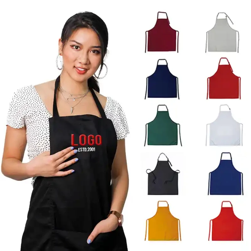Custom Logo Waterproof dishwasher apron Polyester 100% Organic Cotton Canvas Cleaning Cooking kitchen Chef Aprons for women