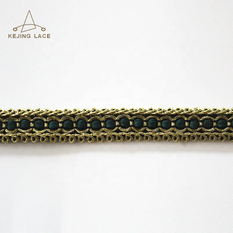 Wholesale Custom Gold Metallic Gimp Braid Trims Crocheted Lace Decorations for Garments 1000 Yards MOQ
