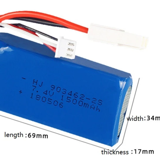 
7.4V 1500mAh RC li-polymer battery pack 903462 FT009 for RC vessel 