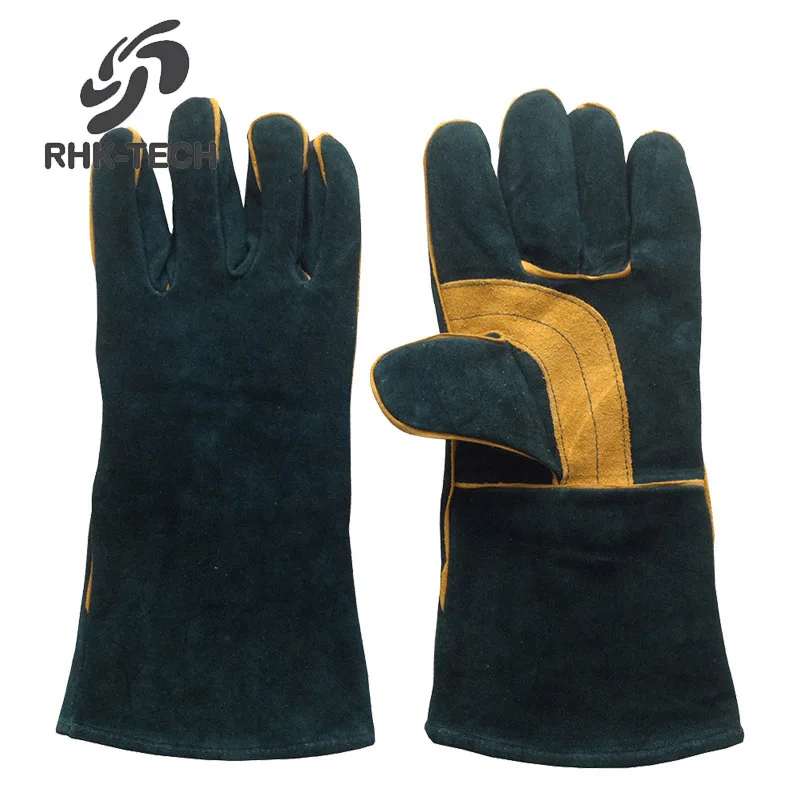 RHK New Products Green Flannel Llining Leather Welding Glove