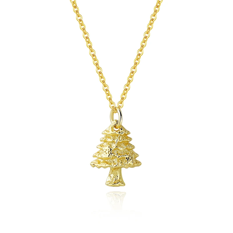 2024 Statement Jewelry 925 Sterling Silver 18K Gold Plated Christmas Holiday Tree Pendant Necklace for Women