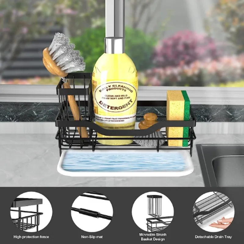 Kitchen storage rack perforation-free storage rack household rag dish cloth sponge drain rack wall hanging sink storage holder